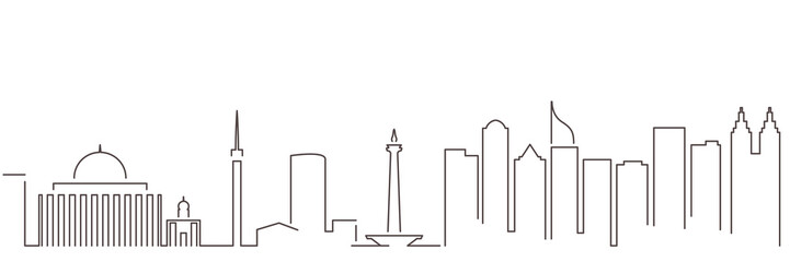 Jakarta Dark Line Simple Minimalist Skyline With White Background