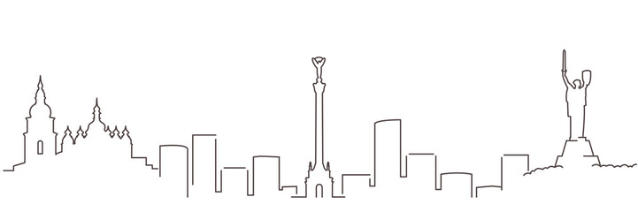 Kiev Dark Line Simple Minimalist Skyline With White Background