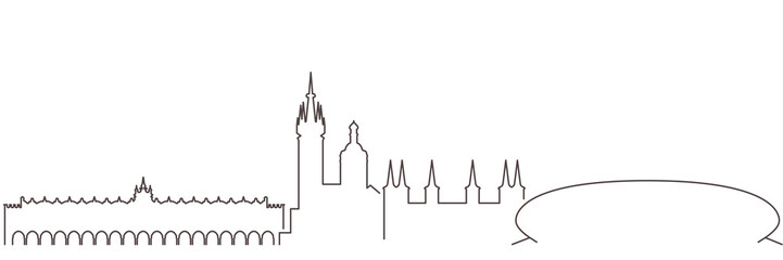 Krakow Dark Line Simple Minimalist Skyline With White Background