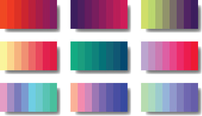 9 Colorful gradient colour palette set design. Flat gradient colour swatches. - obrazy, fototapety, plakaty