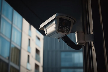 security camera on a building for video surveillance. Generative AI