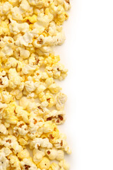 Crispy popcorn on white background, closeup