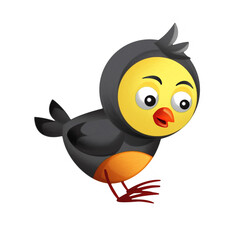 Cartoon colorful bird flying doing funny emotions isolated illustration for children artistic painting scene