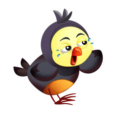 Cartoon colorful bird flying doing funny emotions isolated illustration for children artistic painting scene