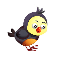 Cartoon colorful bird flying doing funny emotions isolated illustration for children artistic painting scene