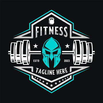 crossfit logo design. barbell and spartan helmet as an icon, perfect for fitness or gym sports