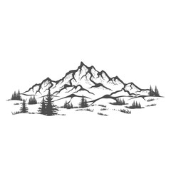 Mountain landscape, hand drawn in sketch, Vector illustration