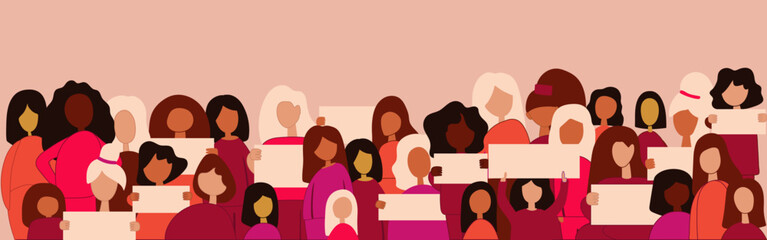 Concept on the theme of racism. Image of protesting people, equality. Black lives matter. Colored flat vector illustration. 