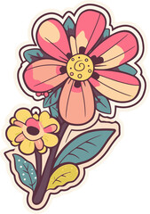 abstract flower art, floral decorative illustration for sticker and printing