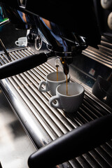 Fototapeta na wymiar preparation of coffee with espresso machine