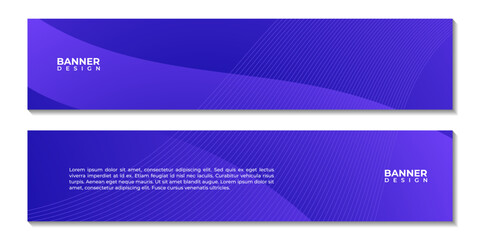 set of banners with abstract purple wave gradient background