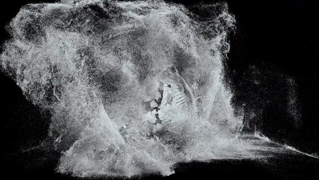Skull disintegrating into smoke and particles - 4K Digital VFX element