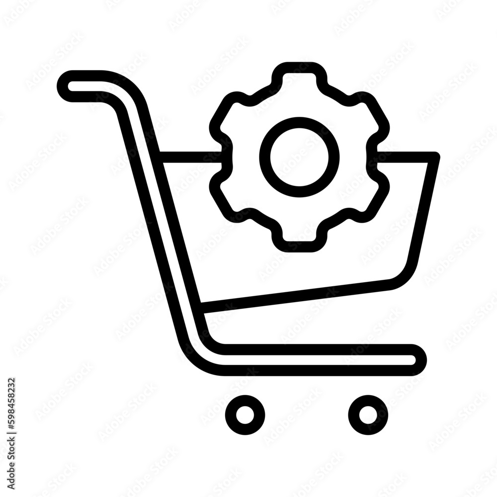 Wall mural Procurement outline icon for commerce and shopping, logistics, trolley, cart, settings logo