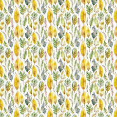Watercolor Leaves Seamless Pattern