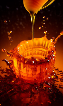 Honey Drip Product Photography Template advertising shot for makeup cosmetic and perfume products. honey infused