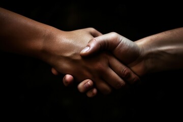 Friendly handshake. The concept of friendship and mutual understanding. AI generated, human enhancement