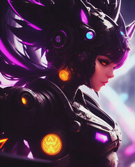 A cyberpunk girl created using ai generative