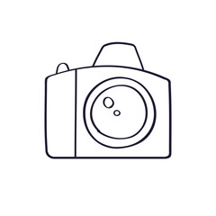 Photo camera doodle line vector icon