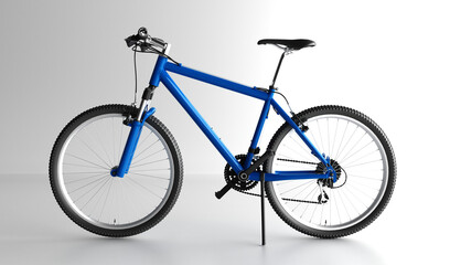 Blue Road Bike Isolated. 3D rendering. Speed Racing Bicycle.