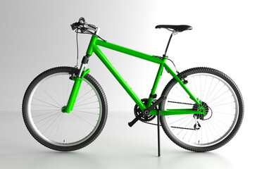 Green Road Bike Isolated. 3D rendering. Speed Racing Bicycle.