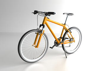 Yellow Road Bike Isolated. 3D rendering. Speed Racing Bicycle.