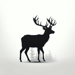 silhouette of deer isolated vector illustration on white background for animal logo, graphic icon, and modern home décor. perfect for wildlife and safari-themed designs. generative ai