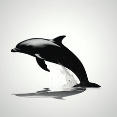 Obraz premium silhouette of dolphin isolated vector illustration on white background for animal logo, graphic icon, and modern home décor. perfect for wildlife and safari-themed designs. generative ai