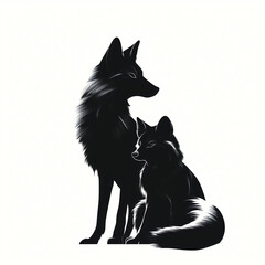 silhouette of fox isolated vector illustration on white background for animal logo, graphic icon, and modern home décor. perfect for wildlife and safari-themed designs. generative ai