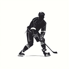 silhouette of hockey player, isolated vector illustration on white background for logo, graphic design, advertising, and marketing. generative ai