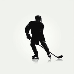 Fototapeta premium silhouette of hockey player, isolated vector illustration on white background for logo, graphic design, advertising, and marketing. generative ai