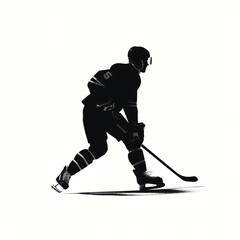 silhouette of hockey player, isolated vector illustration on white background for logo, graphic design, advertising, and marketing. generative ai