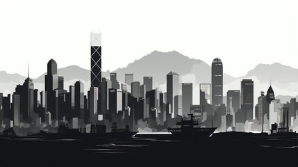 Hong Kong city isolated vector illustration on white background for logo, graphic design, advertising, and marketing. generative ai