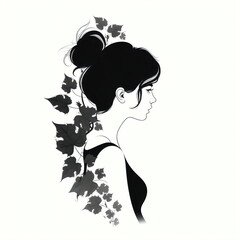 silhouette of female isolated vector illustration on white background for logo, graphic design, advertising, and marketing. generative ai