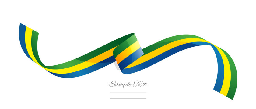 Gabonese flag ribbon vector illustration. Gabon flag ribbon on abstract isolated on white color background