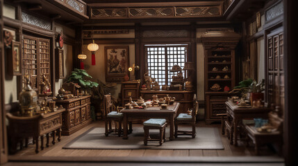 Obraz na płótnie Canvas Chinese living room. Generative AI