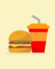 hamburger and red drink Vector Art, Icons, and Graphics