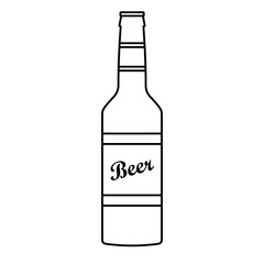 Vector flat outline beer bottle isolated on white background