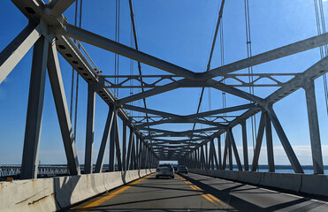 The steel bridge that connects the mainland to the peninsula - Assateague, MD, USA