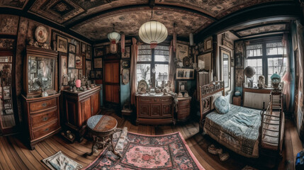 Chinese bed room. Generative AI