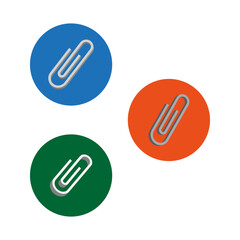 paper clips colored circles for web design. Vector illustration. 
