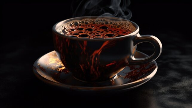 espresso hot drink, digital art illustration, Generative AI