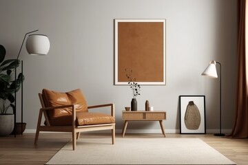 Brown Living Room Interior - Cozy & Elegant Home Decor Created with Generative AI