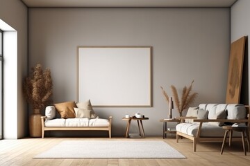 Brown Living Room Interior - Cozy & Elegant Home Decor Created with Generative AI