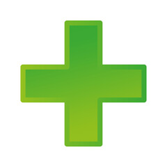 3d bevel cross as healthcare, first-aid, emergency response and as aid as a general symbol. Ambulance, paramedic, hospital and clinic symbol, icon. Vector illustration. 