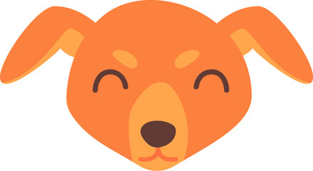 Cute red mongrel dog face in flat cartoon style