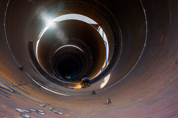 View of manufacture of a large Liquefied petroleum gas ( lpg ) tank. Liquefied petroleum gas (LPG...