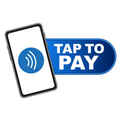 Contactless wireless pay sign logo. NFC technology. Vector illustration. 