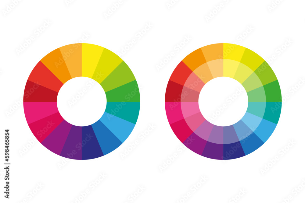 Poster complementary color wheel flat vector icon for apps and websites. vector illustration.