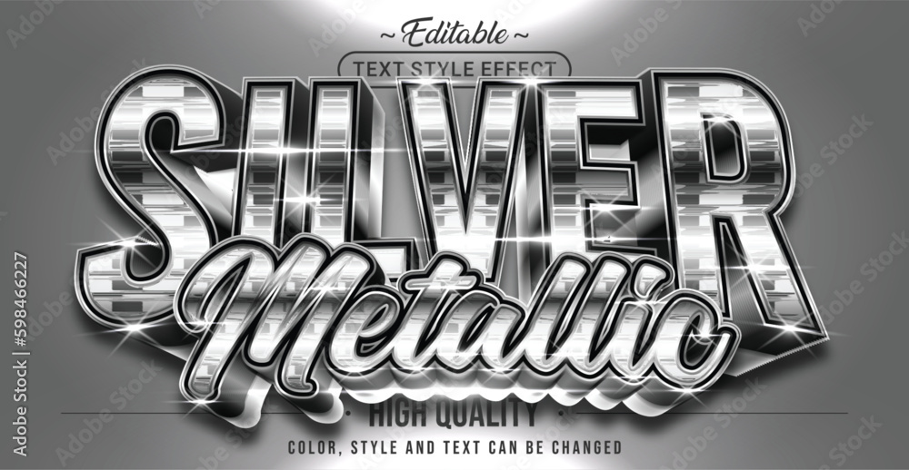 Poster editable text style effect - silver metallic text style theme.
