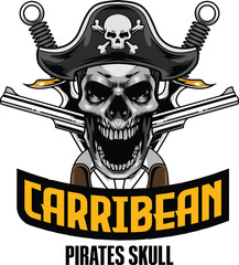 Vector illustration of pirate skull mascot logo 